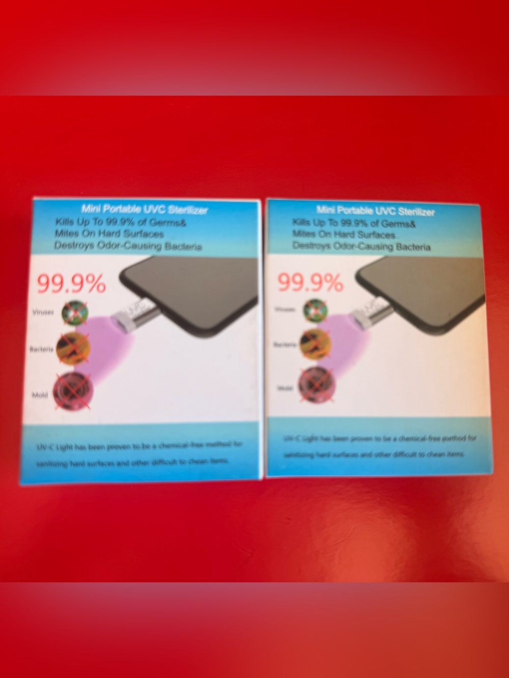 New 2pk Mini Portable Smartphone UVC Sterilizer
